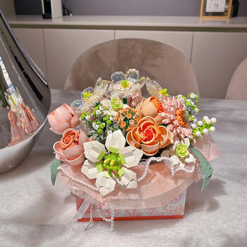 俐智（Loz）积木玫瑰花束拼装模型永生花女孩玩具520送女友生日礼物1951粉 商品图5