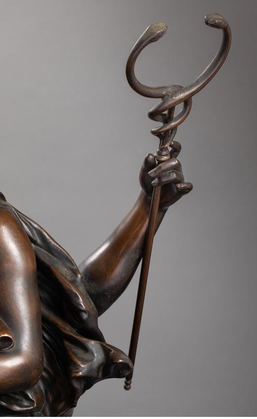 【已售】独角鹿西洋古董 19世纪法国雕塑名家Dumaige签名出品青铜人物雕塑《赫尔墨斯将潘多拉交给厄比美修斯》 商品图4