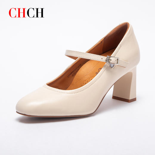 迪宝TIBAO2025秋冬新款羊皮高跟一字带舒适女单鞋DP2B5031 商品图4