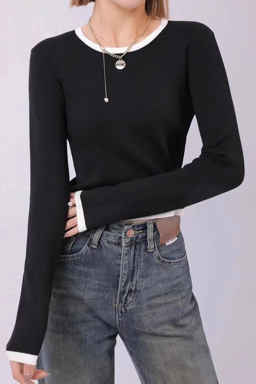 33BAJ150426#撞色领毛织小衫 商品图1