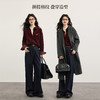 【10/23新品】熙世界港风复古纯棉灯芯绒衬衫外套女秋冬新款撞色格纹酒红色衬衣 商品缩略图3