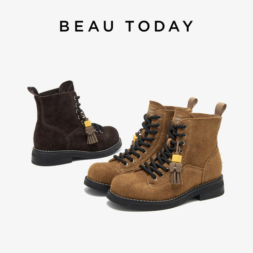 BeauToday 大黄靴厚底马丁靴复古工装靴 商品图0