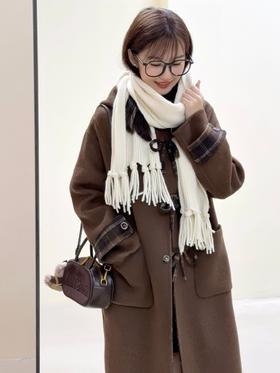 【蝶安鹿梦】2025韩系长款蝴蝶结设计百搭保暖长款羊毛大衣外套！