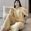 【甜美马卡龙家居服】半边绒睡衣女冬季新款纯色甜美家居服舒适保暖弹力可外穿套装 商品缩略图3