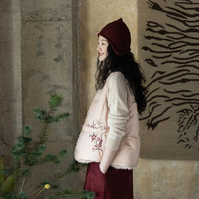 牧衣游原创 丝棉手工刺绣羽绒马甲女冬复古民族风文艺开衫 砚秋