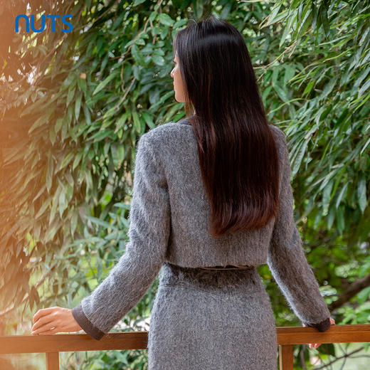 NUTS商场同款秋冬季灰色高级感小香风气质直筒短外套女4410401A1 商品图4