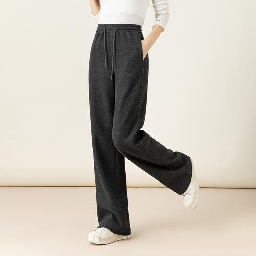 「高货xg」全新升级【铂金会员165/天猫219/差价54】(13056)洛诗琳新款加绒直筒裤2025冬季休闲窄版高腰垂感休闲裤女 商品图1