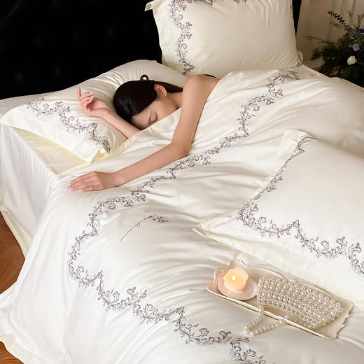 自然醒A类全棉磨毛刺绣四件套-倾城之恋AN 商品图5