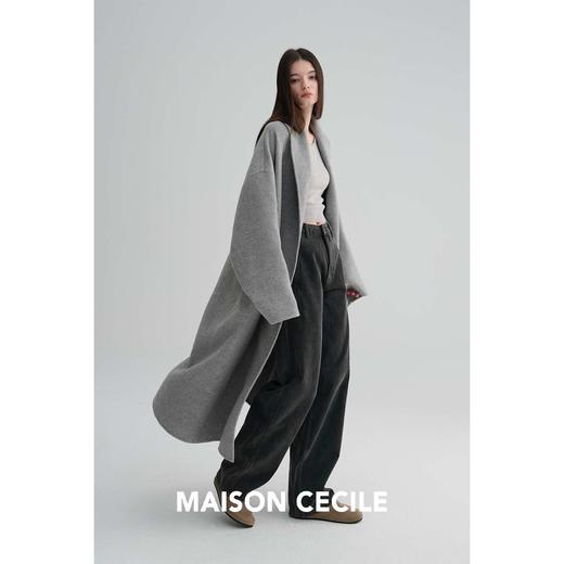 MAISON CECILE 两色|羊绒羊毛双面呢极简翻领茧型廓形长款大衣 商品图1