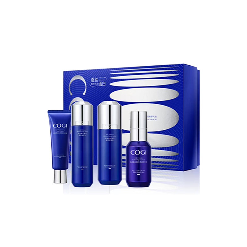 高姿蚕丝蛋白柔润保湿奢享礼盒洁面膏100G精华液30ml保湿水150ml保湿乳100ml