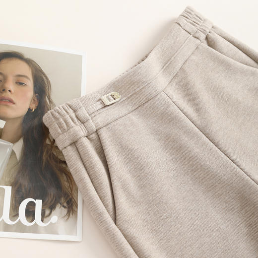 MYX松紧腰毛呢休闲九分裤垂坠感修身直筒裤2025年冬款遮胯显瘦阔腿裤 商品图3