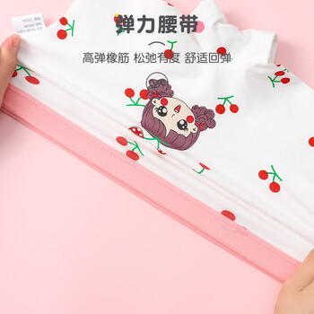 浪莎（LangSha）儿童内裤女童平角A类棉质中大童女孩短裤 樱桃公主6条装 160 商品图1