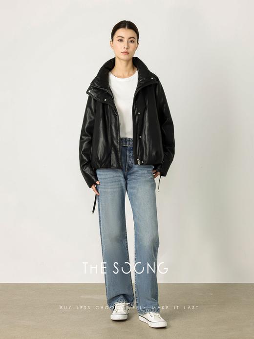 THESOONG|"巴黎裤"纯棉手工立体猫须无弹直筒牛仔裤女牛仔裤HBKZ7631 商品图1