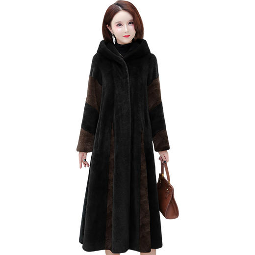QYM DR2593-Y连帽貂绒大衣厚款休闲加厚毛绒外套 商品图4