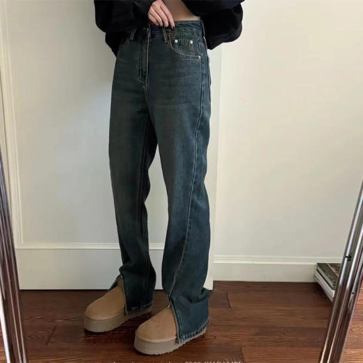 现货 魔术神裤/开叉 拉链款 黑科技发热高腰显瘦牛仔裤 商品图3