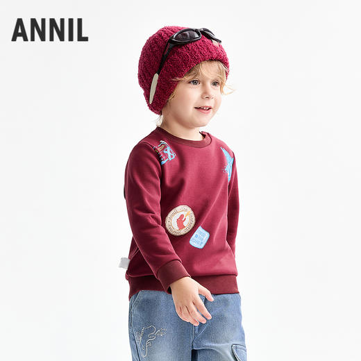 【实体店同款】男童圆领针织卫衣冬季新款安奈儿童装XB541060 商品图1