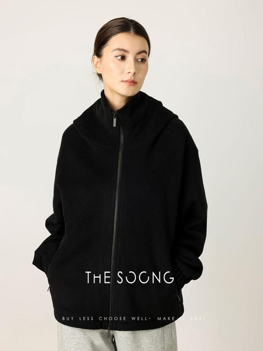 THESOONG|"松弛暗调"羊毛桑蚕丝秋冬加厚连帽卫衣外套女HBWT7548 商品图0