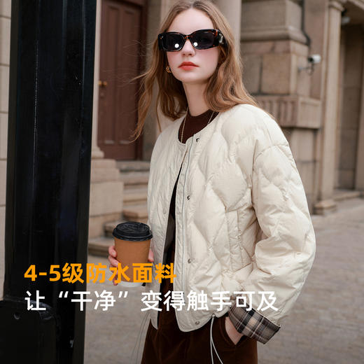 【防水易打理】三彩2025冬季新款90白鸭绒羽绒服轻薄宽松短款M 商品图1