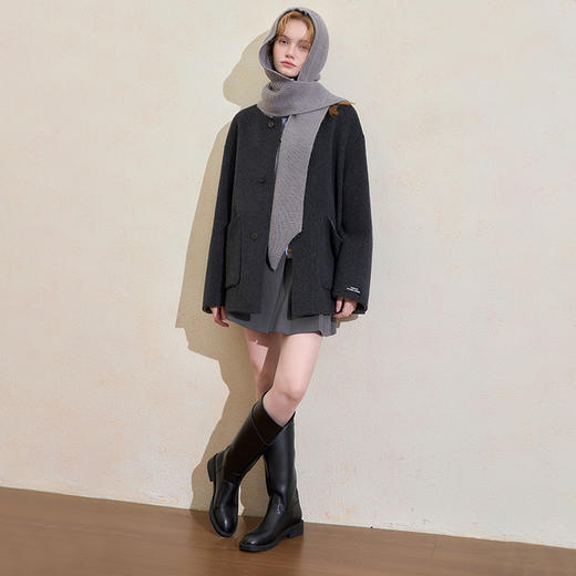 西遇复古高级披肩毛呢外套女冬季新款宽松显瘦中长款呢子大衣H0055305 商品图1
