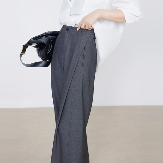 百媚生 垂感西装显瘦冬季加绒天丝羊毛直筒裤子CR5301 商品图2