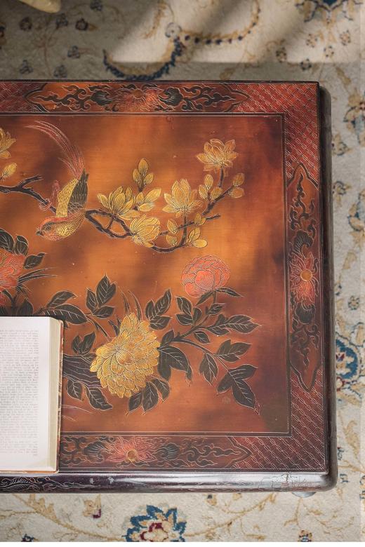 【已售】独角鹿西洋古董 20世纪中国出品锦上添花主题款彩雕漆硬木桌几 商品图3