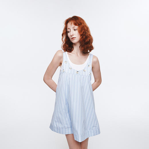 HERLIAN 2025年春季女士两件套手工立体花背心连衣裙 商品图0