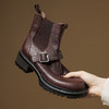 【预售5天】英伦风皮带扣厚底短靴女秋冬真皮裸靴棕色马丁靴粗跟切尔西靴ML&S9856 商品缩略图3