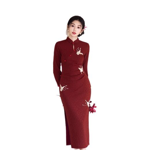 时尚改良新中式年轻少女款日常可穿2025秋冬新款长袖超柔旗袍SYK396128 商品图4