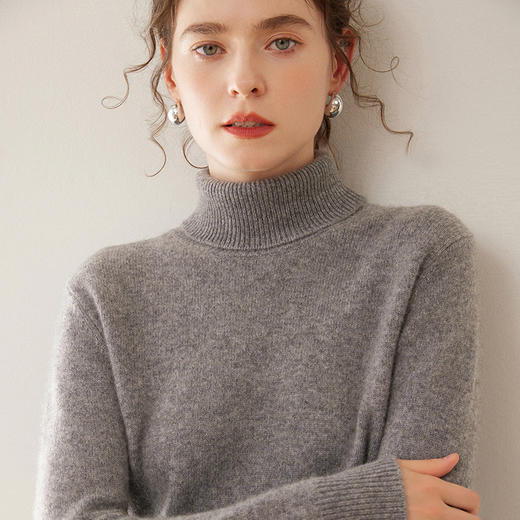 「自」全新升级【铂金会员496/天猫669/差价173】(44906)洛诗琳新款重工双股100羊绒衫2025秋冬优雅加厚高领毛衣女 商品图5