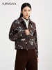【商场同款】阿菁娜秋季新款印花亚麻夹克复古巴恩风翻领短外套立体袖型设计双拉链凹造型A30Q107005 商品缩略图1