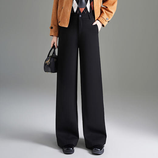 MYX通勤窄版西装裤垂感修身时尚直筒裤2025年冬款显瘦高腰长款拖地裤 商品图0