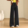 MYX加厚保暖牛仔长裤遮腰宽松显瘦时尚阔腿裤2025冬款垂感高腰直筒裤 商品缩略图1