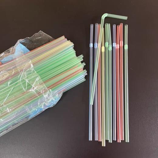 一次性吸管加厚食品级透明彩条可弯头吸管家用商超饮料品吸管 20cm 100支/包 商品图2