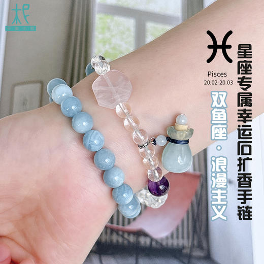 十二星座升级版专属幸运石扩香手链手串两圈白双鱼座 商品图1