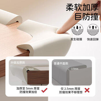 贝得力（BEIDELI）硅胶防撞条宝宝防护条儿童防磕碰桌子柜子边角防撞贴米色60cm*2条 商品图3