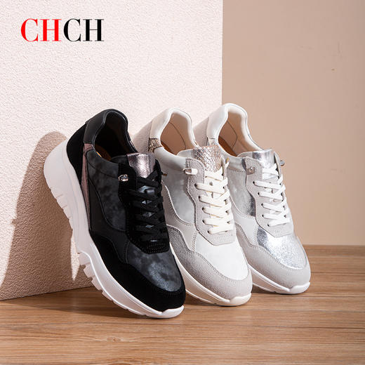 CHCH平衡鞋2025秋冬新款牛皮舒适休闲女鞋CP2B5151 商品图1