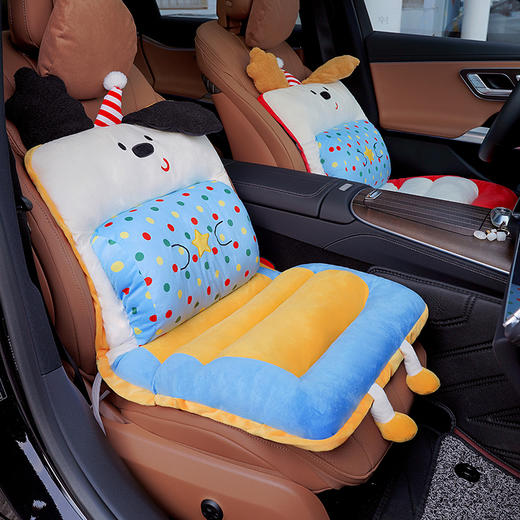 自然醒三维立体PP棉翘耳小狗护腰横条连体坐垫QYL 商品图13