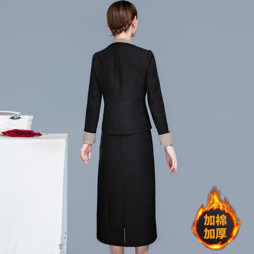 QYM 99H254-Y夹棉两件套连衣裙夹棉短款外套+长袖假两件厚款连衣裙 商品图2