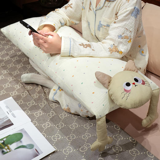 自然醒双层纱举手猫咪长条抱枕QYL 商品图14