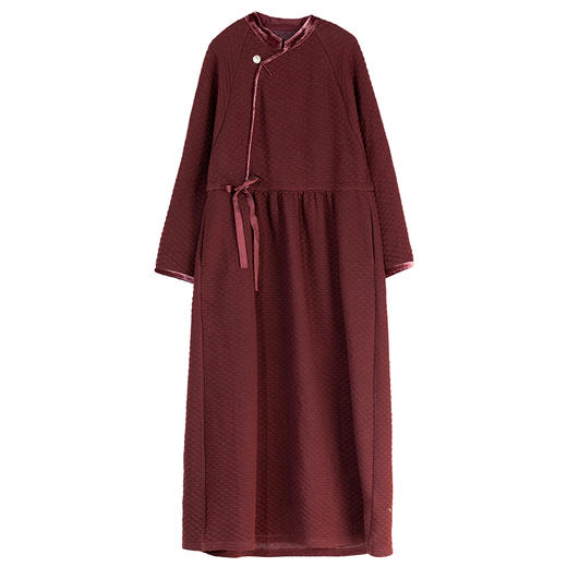 牧衣游原创 棉混纺肌理感连衣裙女新款红色民族风宽松长裙 汀鹭 商品图4