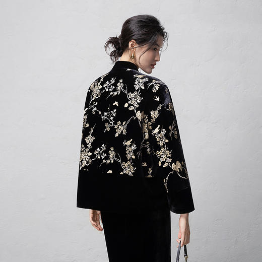 【林栖设计小店】真丝丝绒棉衣印花新中式国风盘扣2025秋冬新款外套上衣女1954193 商品图4