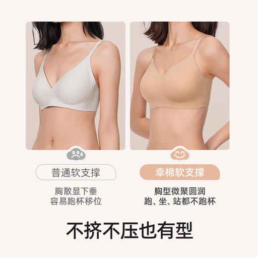 【幸棉】内衣女logo字母肩带果冻条软支撑文胸隐形无痕聚拢无钢圈胸罩24W101077 商品图2