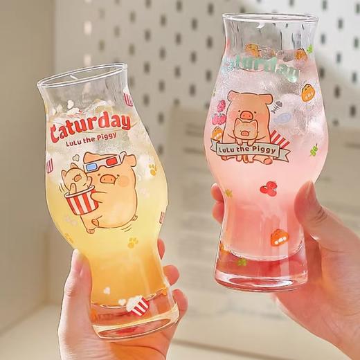 4楼Eubelle欧蓓 川岛屋&lulu猪联名 玻璃杯450ml 饮料啤酒果汁杯 活动价：35.8元 商品图1