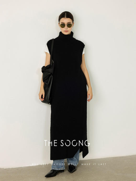 THESOONG|"静谧美学"肌理感秋冬无袖针织中长款连衣裙女HBMY7764 商品图0