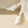 OLD M1222-1 时尚尖头细跟短筒显瘦靴纯色韩版风牛皮后拉链时装靴 商品缩略图2