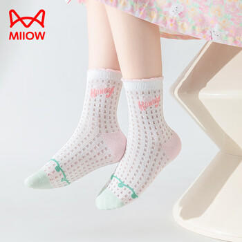 猫人儿童袜子女童夏季【5A抑菌+花边网眼】薄款中筒袜女宝宝大网眼袜 商品图0