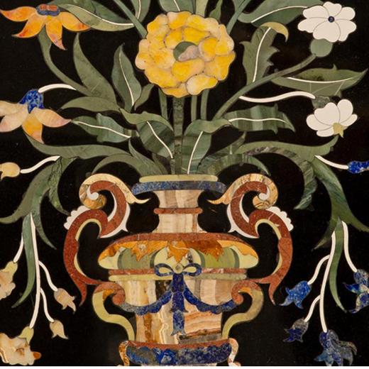 【已售】独角鹿西洋古董 19世纪意大利出品新文艺复兴风格古典陶瓶与繁花主题彩石硬石镶嵌装饰画一对 商品图4