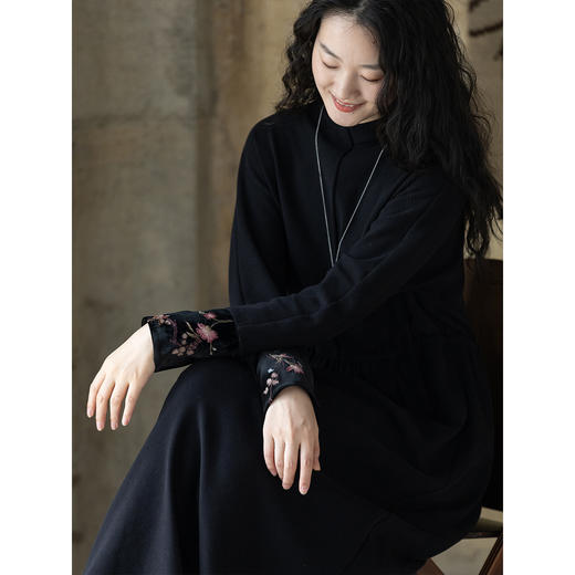 牧衣游原创 手工刺绣棉质连衣裙女柔软舒适随性显瘦宽松长裙 江南 商品图3