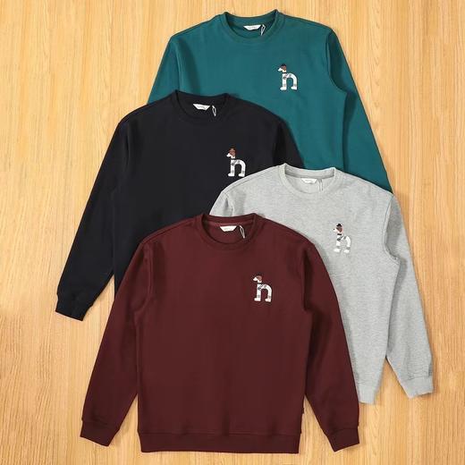 D102033秋冬新款休闲圆领上衣T恤男纯色通勤长袖卫衣 商品图0