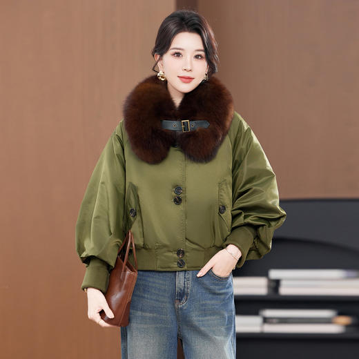 TC 2395狐狸毛领外套洋气时尚毛领保暖鹅绒羽绒 商品图0